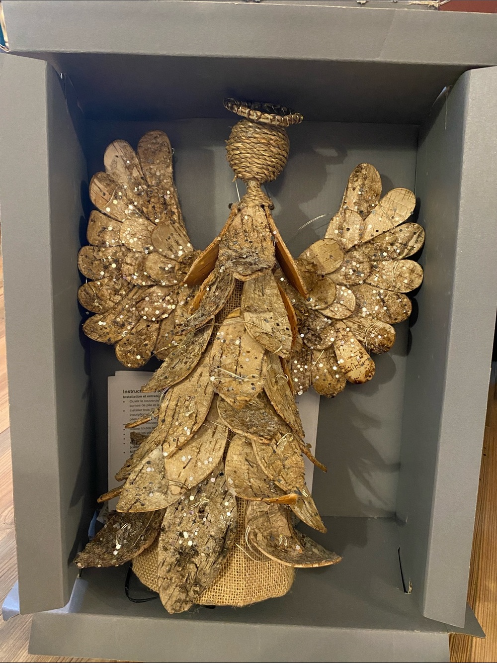 Rustic Pottery Barn Birch Tree Angel LED Lights tree topper table centerpiece